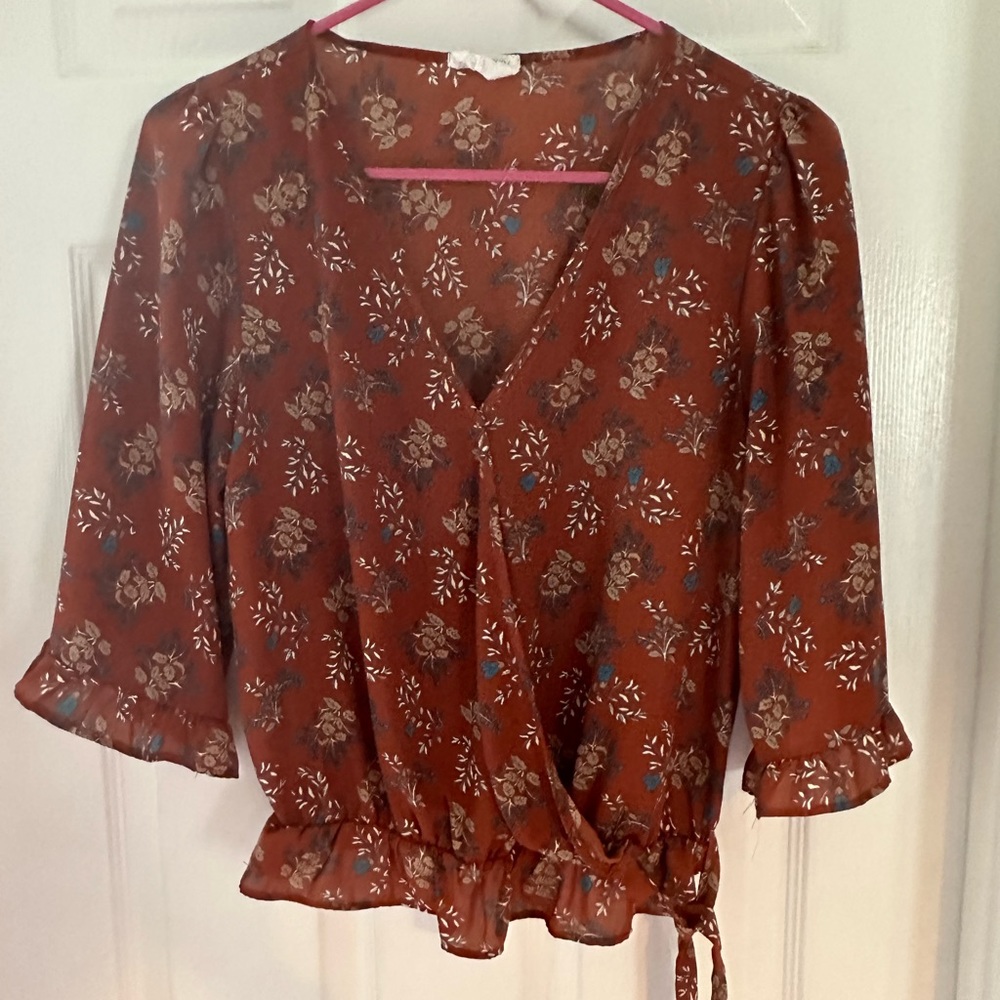 Wrap front blouse